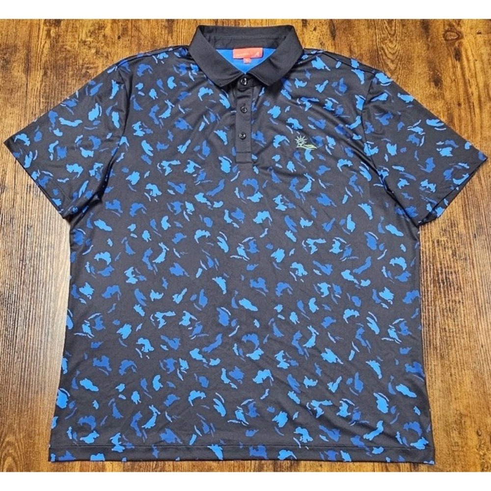 Redvanly Polo Shirt Men's Extra Large Blue Camo Print Performance Stretch Golf